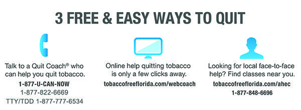 Tobacco Free Florida offers 3 Ways to Quit